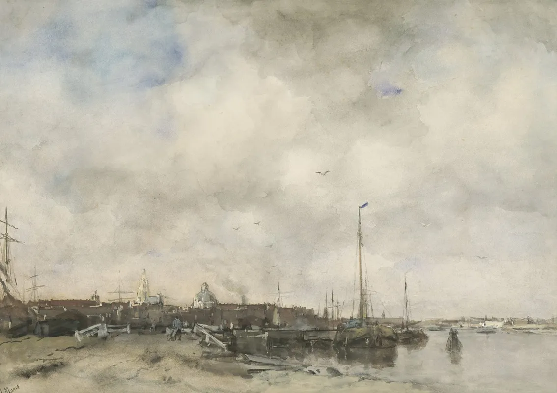 Gezicht Op Een Stad by Jacob Maris - Canvas Print