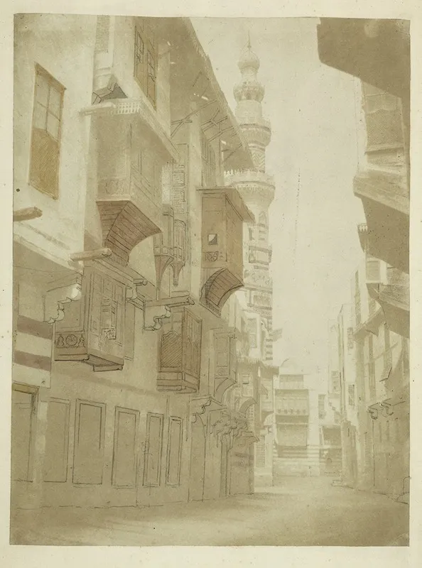 Gezicht Op Een Straat Met Minaret In Cairo