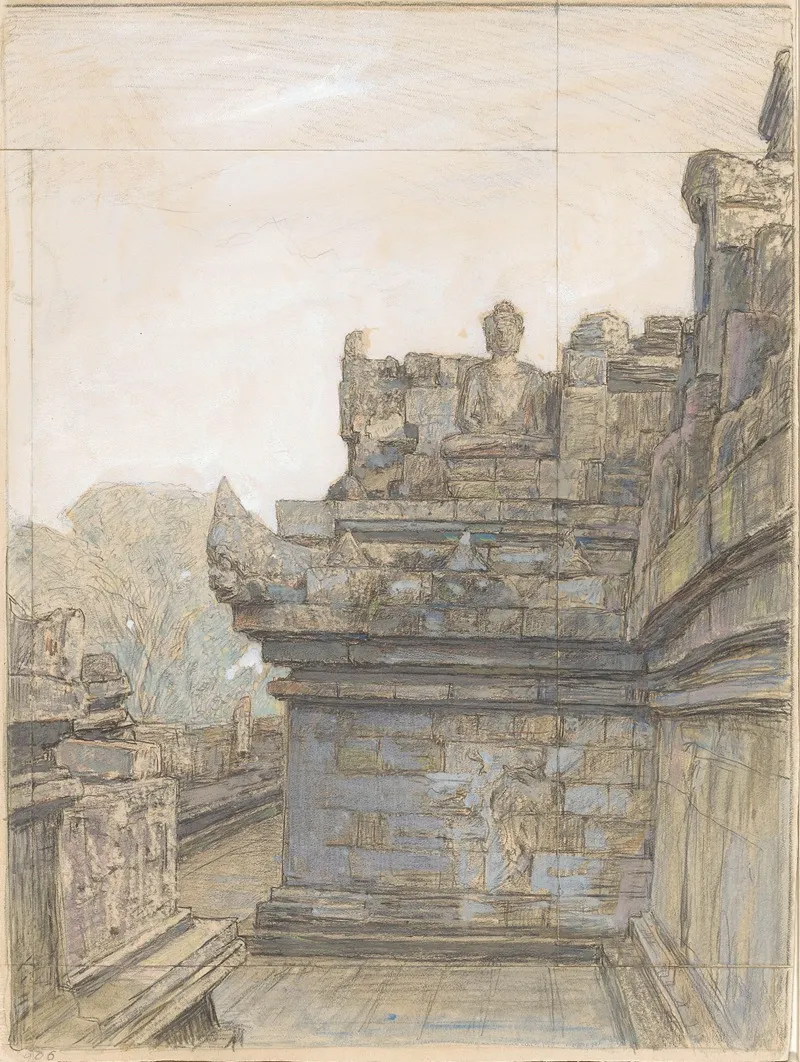 Gezicht Op Een Van De Terrassen Van De Borobudur