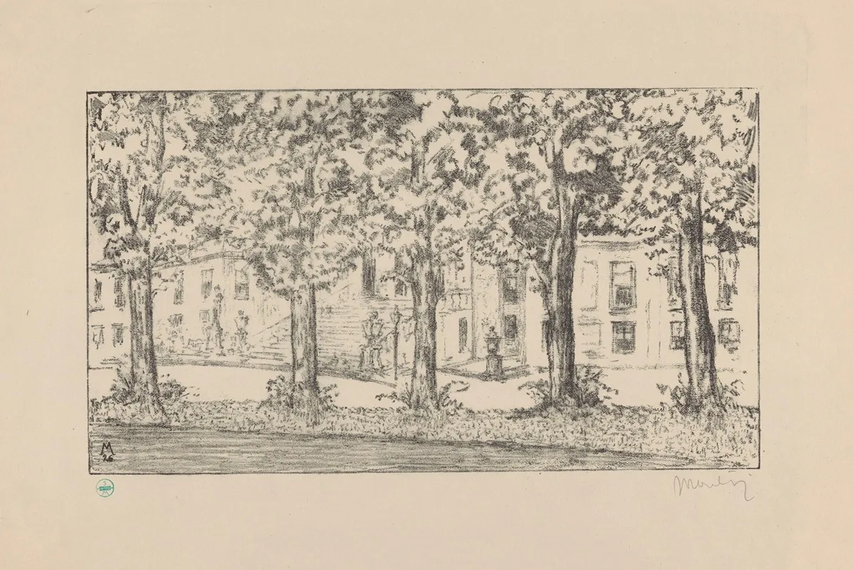 Gezicht Op Het Bordes Van Paleis Huis Ten Bosch Tussen Een Rij Bomen Huis Ten Bosch I