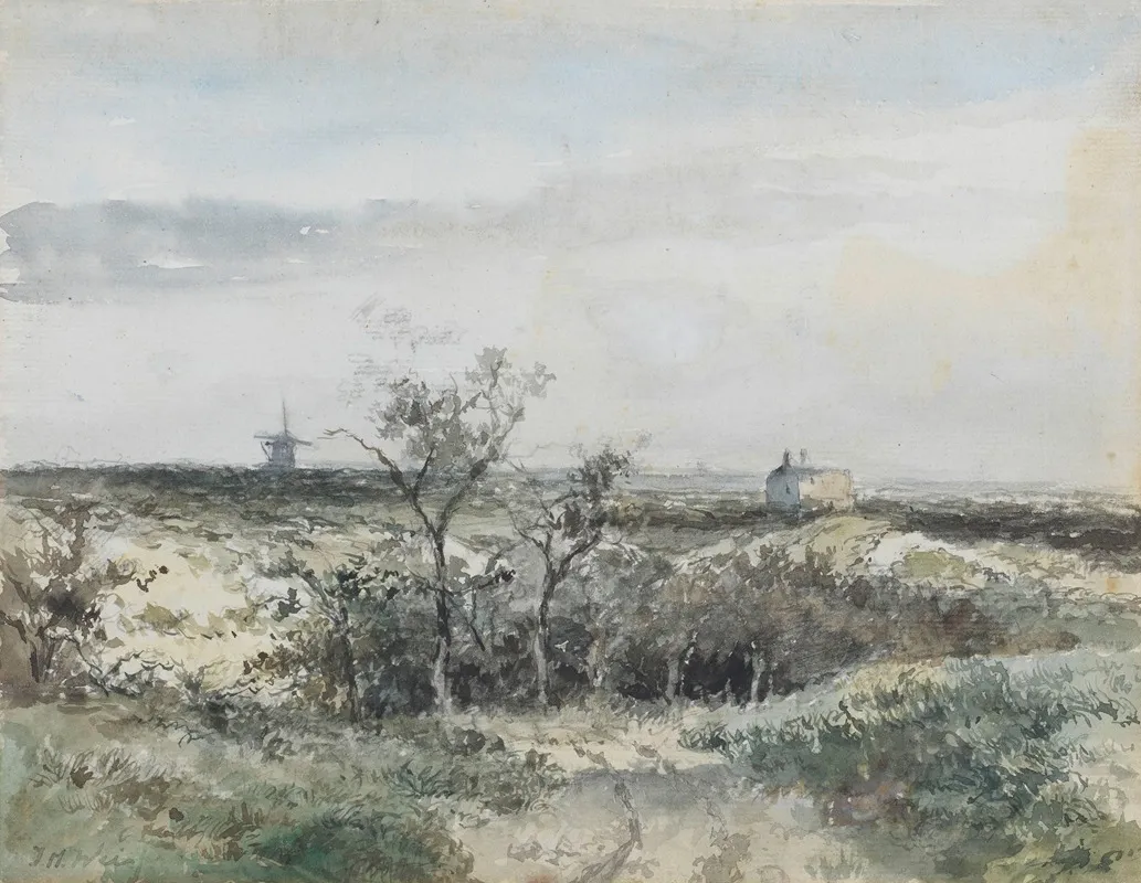 Gezicht Op Het Dekkersduin Met Oude Gasfabriek En Molen In Het Verschiet