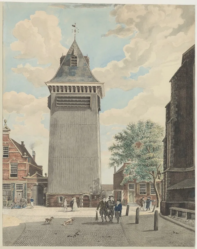 Gezicht Op Het Klokhuisplein Vanaf De Riviervismarkt Met Op De Achtergrond Het Klokhuis by Hermanus Petrus Schouten - Canvas Print