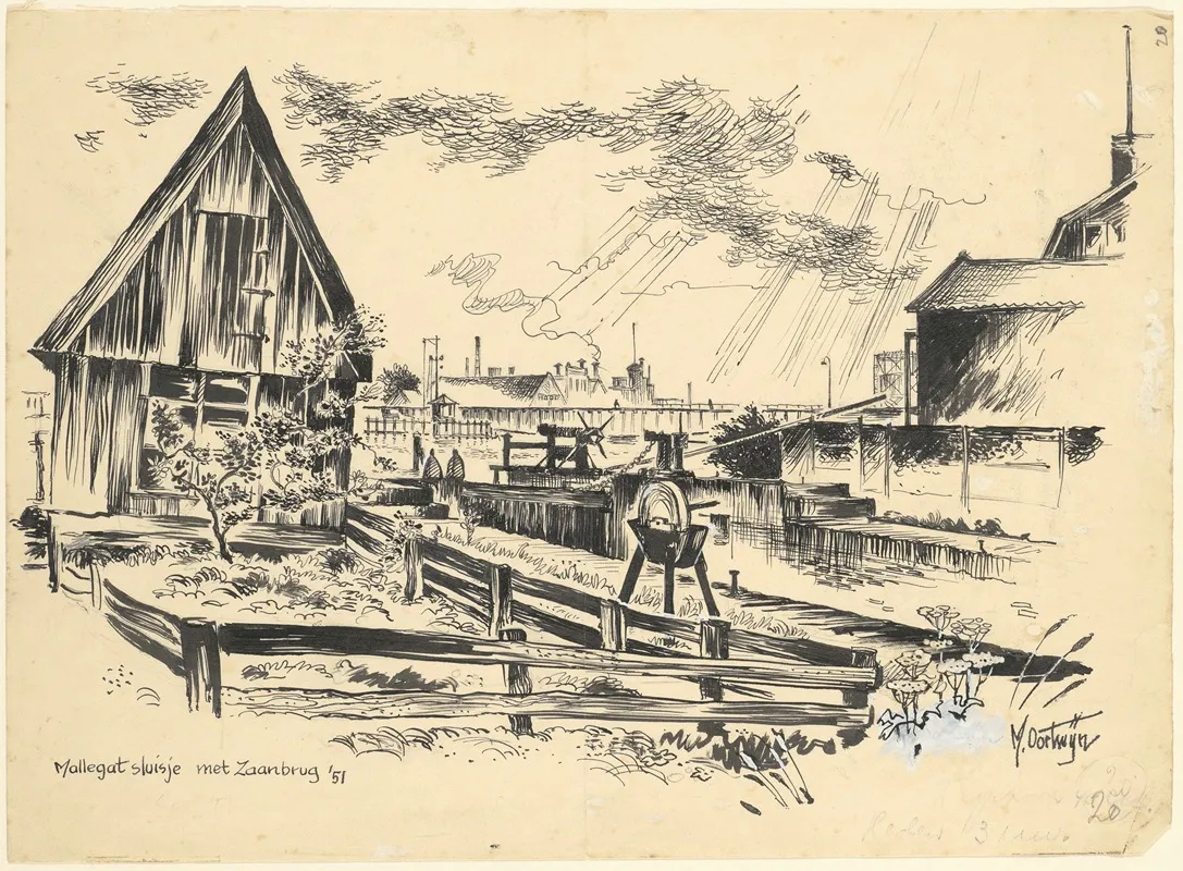 Gezicht Op Het Mallegatsluisje Op De Achtergrond De Zaanbrug