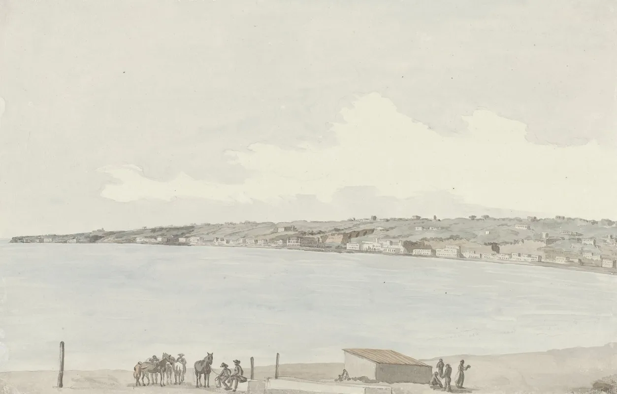Gezicht Op Het Voorgebergte Pausilype Met Oude Paleis Van Koningin Jeanne En Platteland Van Sannazar Vanaf Het Balkon Van De Herberg