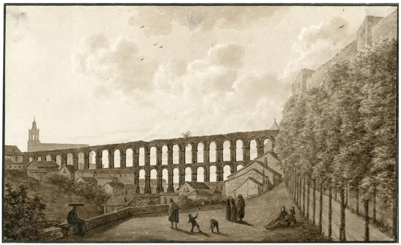 Gezicht Op Segovia Met Het Aquaduct by Otto Howen - Canvas Print