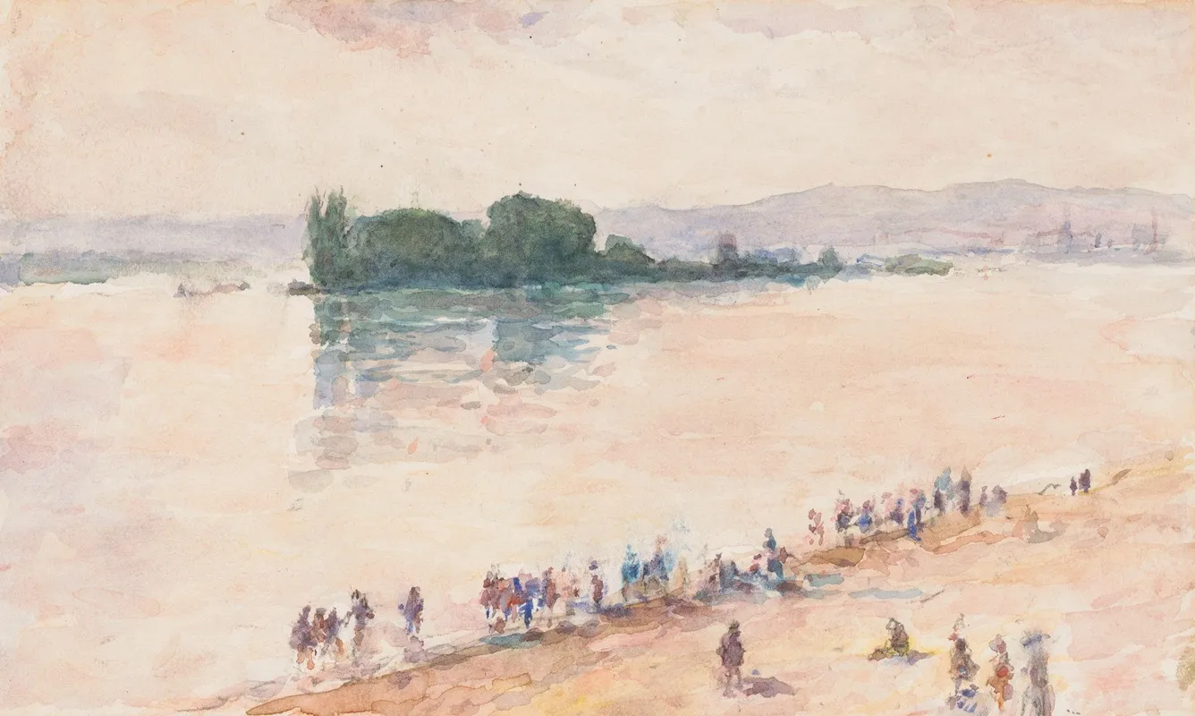 Gezicht Vanaf De Oever Over De Volle Breedte Van Een Rivier by Carel Nicolaas Storm van 's-Gravesande - Canvas Print