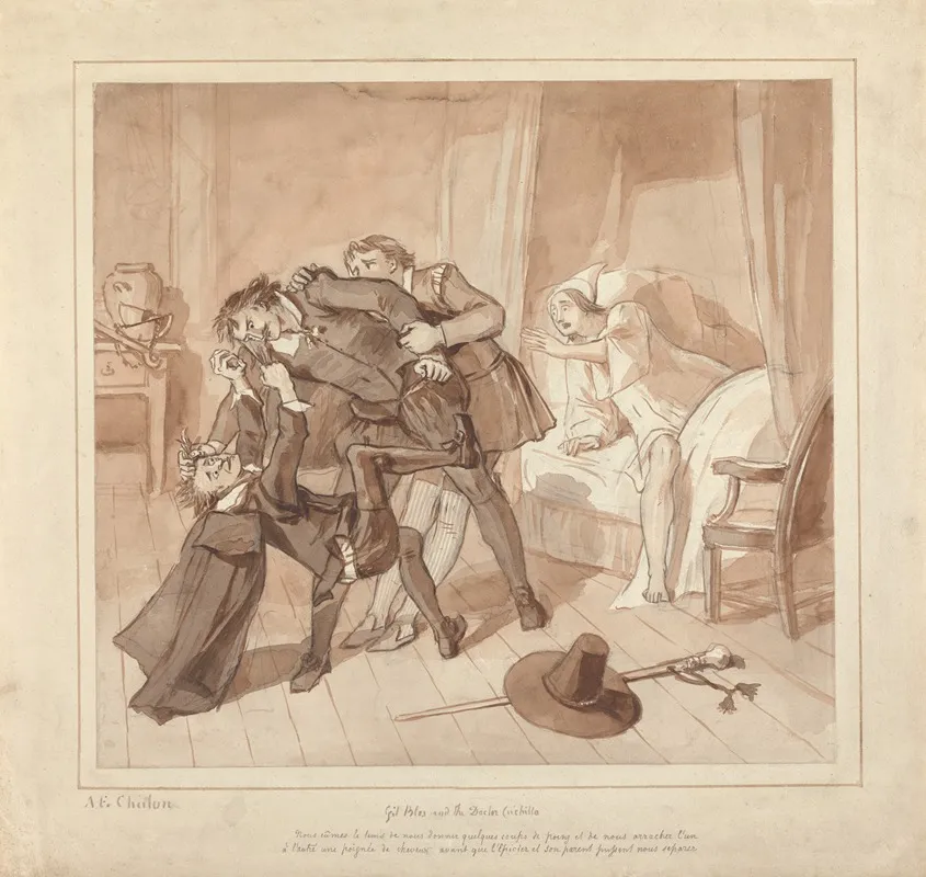 Gil Blas While Practising Medicine Under Dr Sangrado Encounters Dr Cuchillo At The Bedside Of The Grocer 2