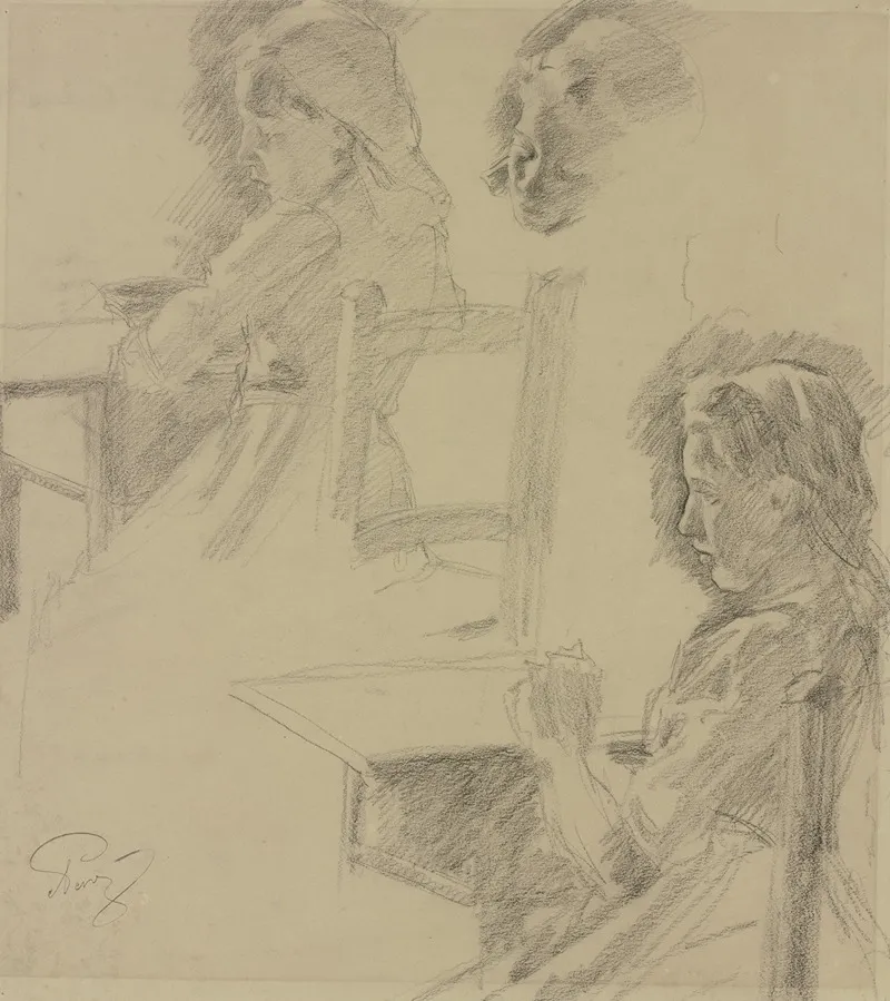 Girl At The Sewing Table
