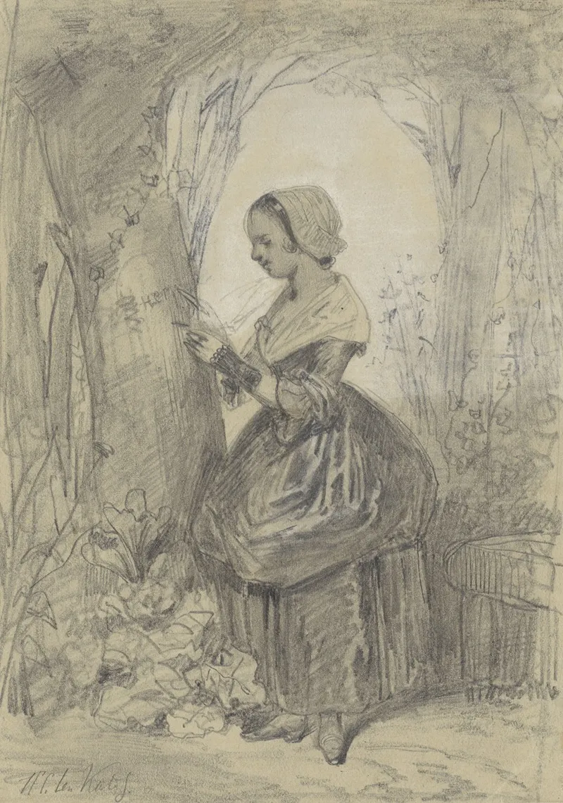 Girl By A Tree