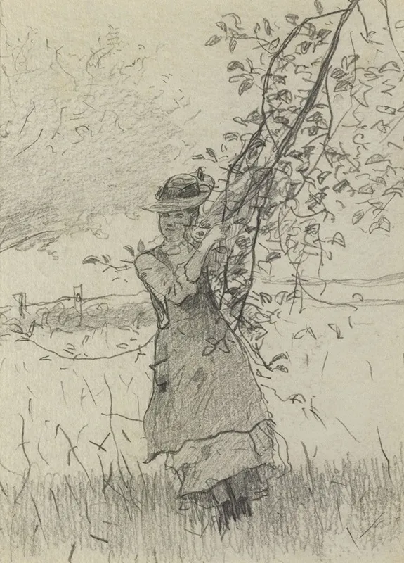 Girl Holding A Branch Of An Apple Tree