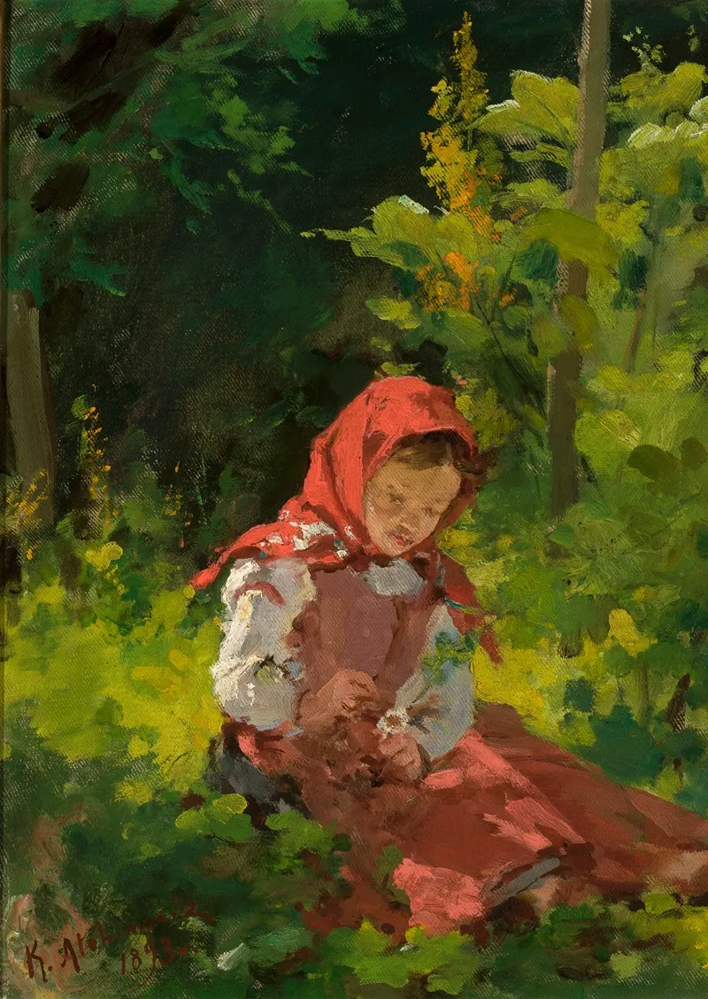 Girl In A Forest by Kazimierz Alchimowicz - Canvas Print