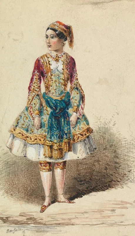 Girl In Near Eastern Costume by George Augustus Sala - Canvas Print