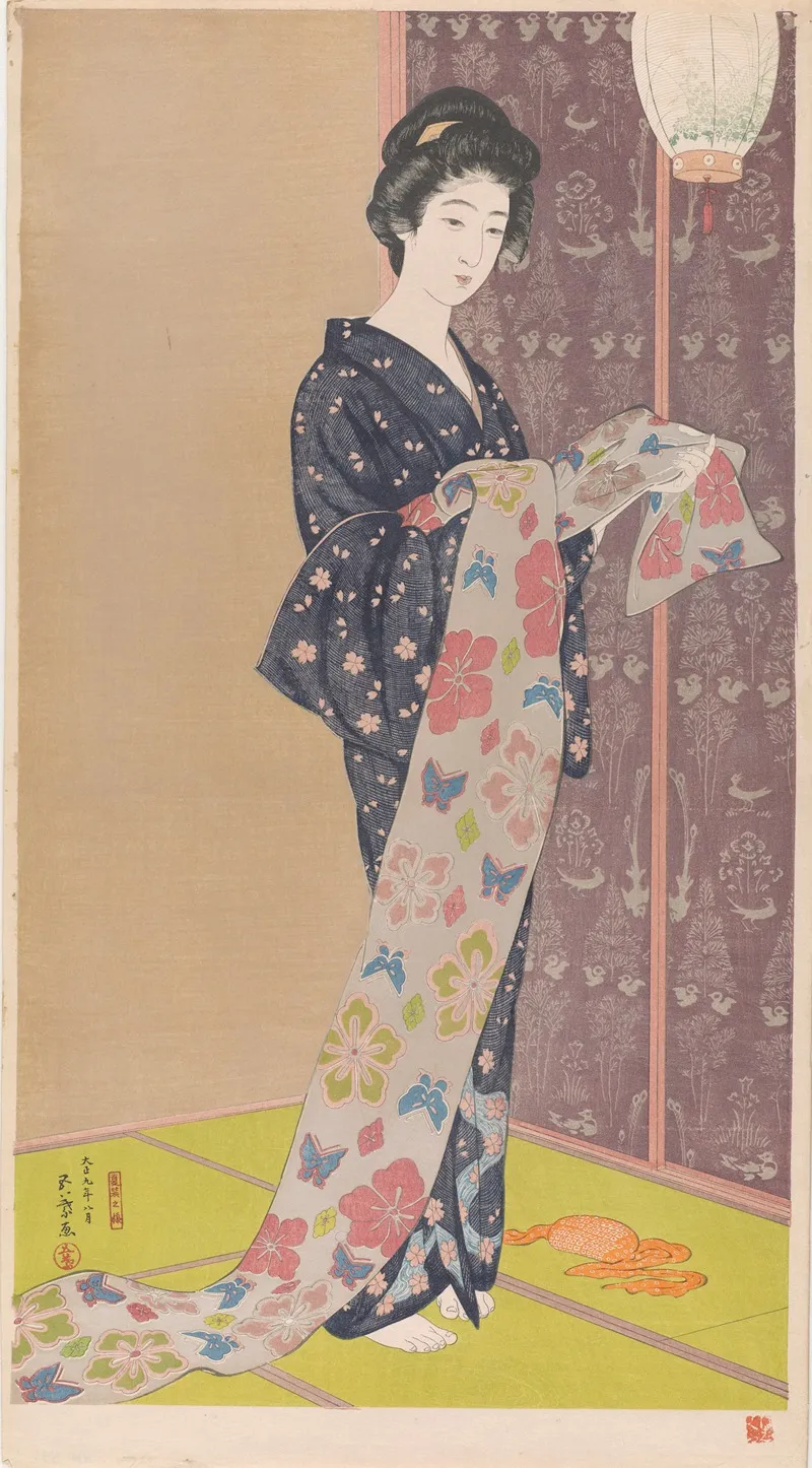 Girl In Summer Costume by Hashiguchi Goyō - Canvas Print