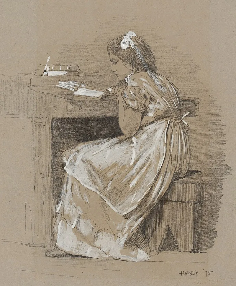 Girl Reading At Her Desk