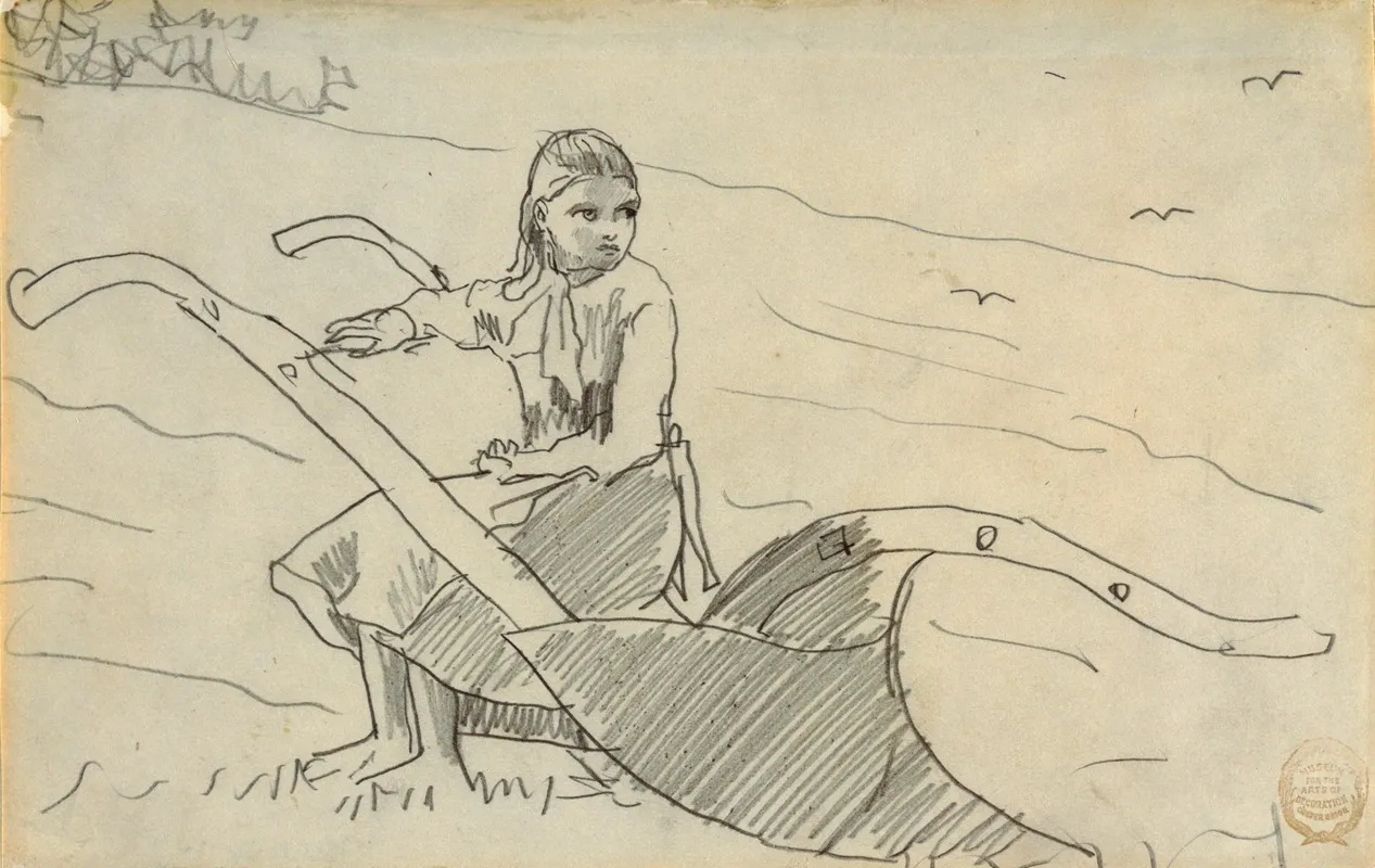 Girl Seated On A Plow
