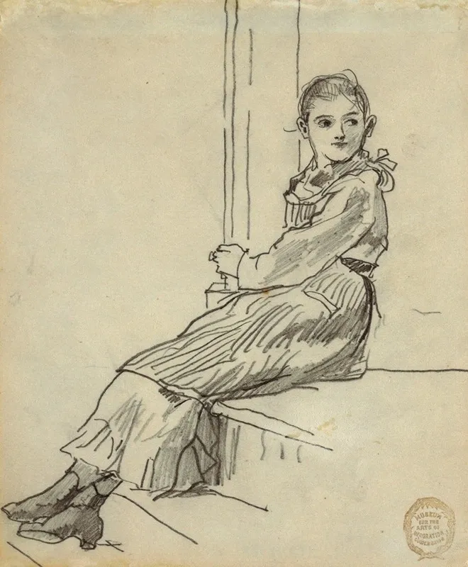 Girl Seated On A Porch Step