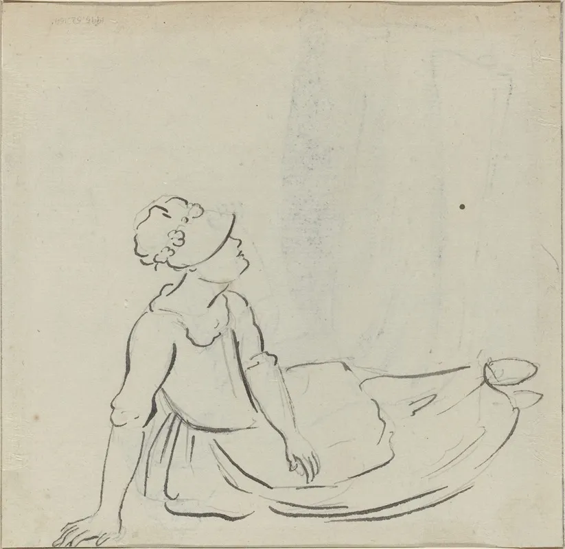 Girl With A Bonnet Reclining Verso