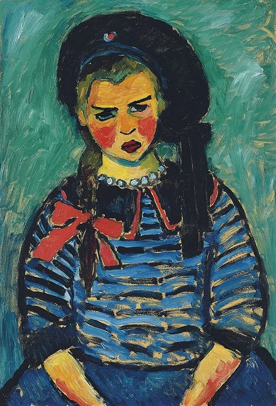 Girl With Red Ribbon by Alexej von Jawlensky - Canvas Print