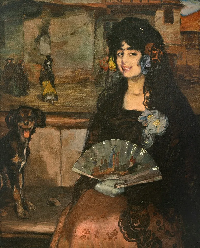 Gitana Con Guantes Con Perro