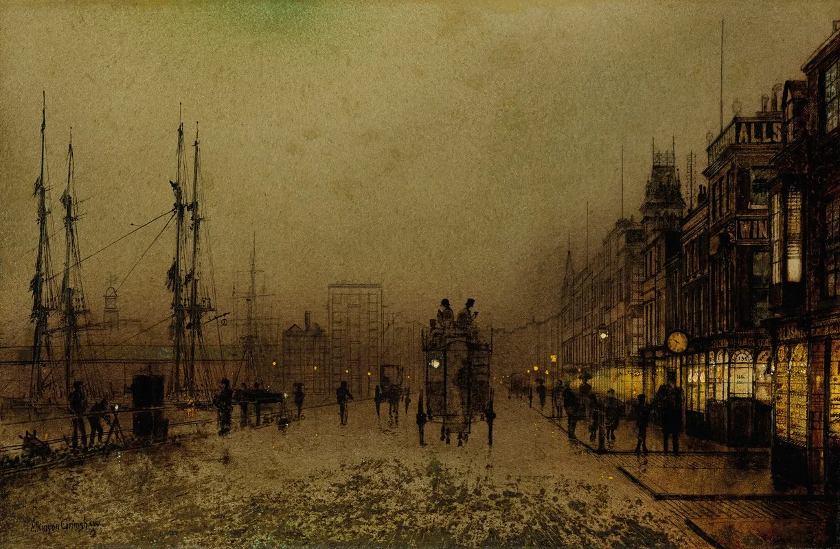 Glasgow Docks At Twilight 2 by John Atkinson Grimshaw - Canvas Print
