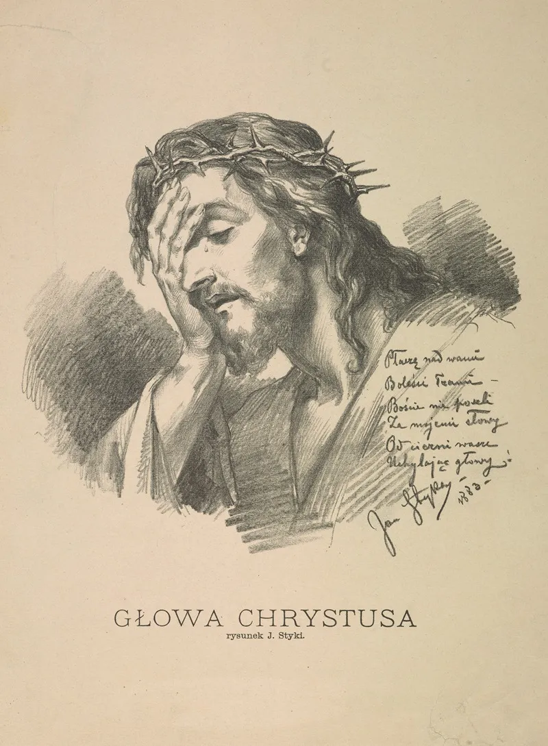 Glowa Chrystusa by Jan Styka - Canvas Print