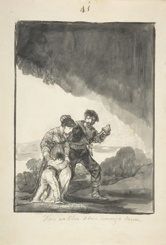 God Save Us From Such A Bitter Fate A Bandit Threatening A Woman And A Child With A Knife