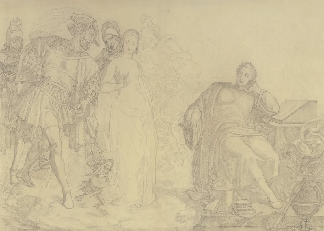 Goethe Am Schreibpult Die Figuren Seines Faust Imaginierend