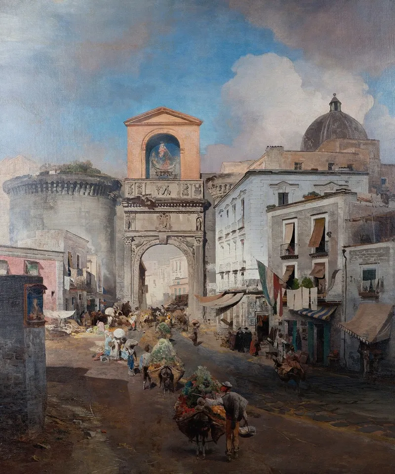 Going To Market by Oswald Achenbach - Canvas Print