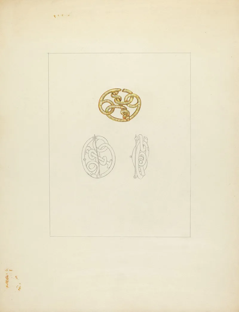 Gold Brooch by Isidore Steinberg - Canvas Print