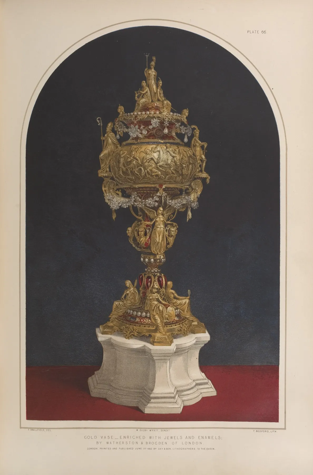 Gold Vase Enriched With Jewels And Enamels