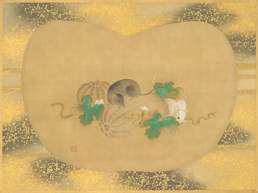 Gourd And Mice by Kanō Tsunenobu - Canvas Print