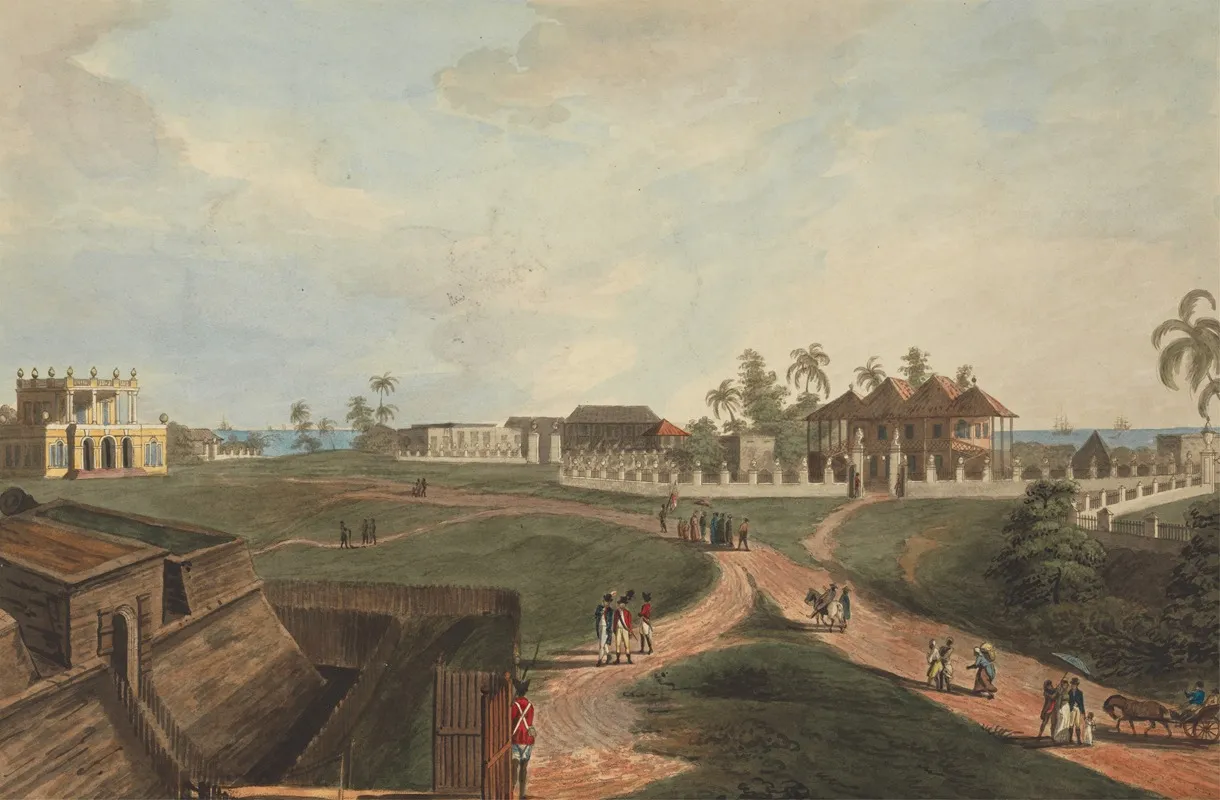 Government House Council House Fort Marlborough Benkulen Sumatra 1799 by Joseph Constantine Stadler - Canvas Print