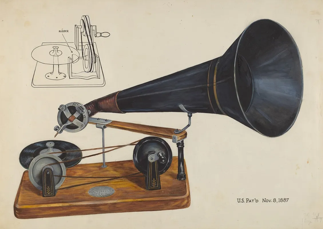 Gramophone by Charles Bowman - Canvas Print
