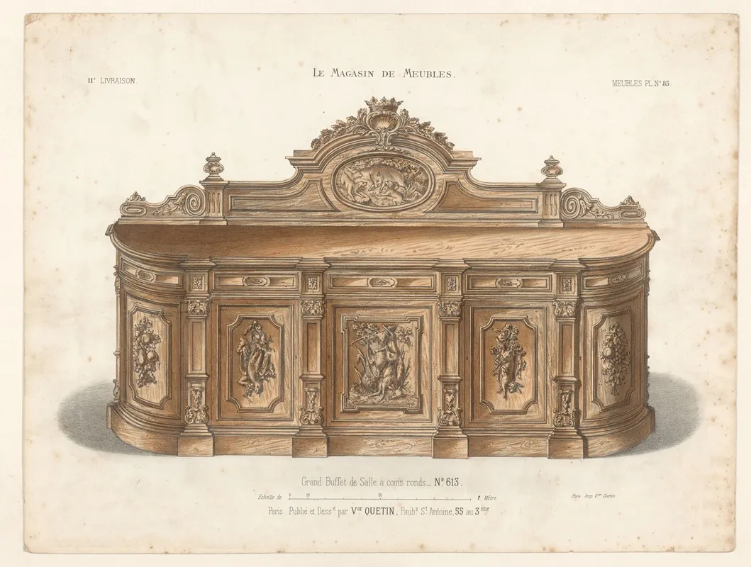 Grand Buffet De Salle A Coins Ronds by Victor Léon Michel Quétin - Canvas Print