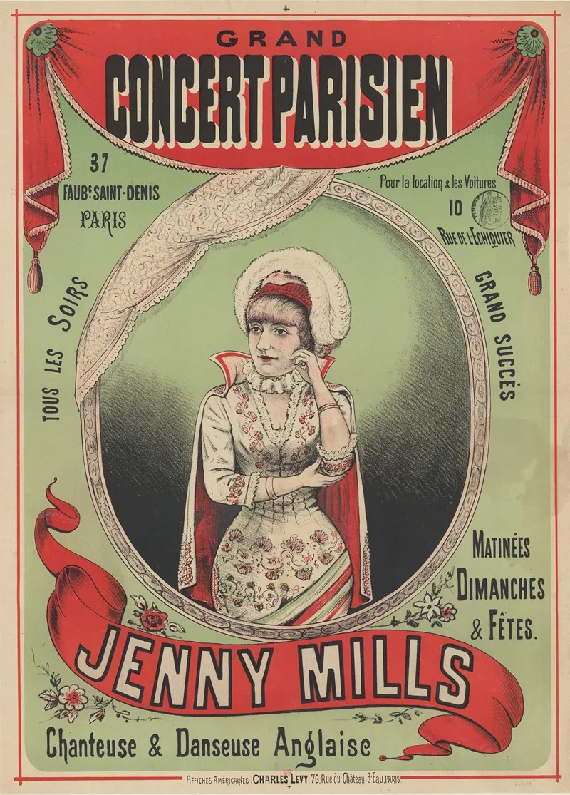 Grand Concert Parisien 37 Faubourg Saint Denis Paris Tous Les Soirs Jenny Mills Chanteuse Et Danseuse Anglaise