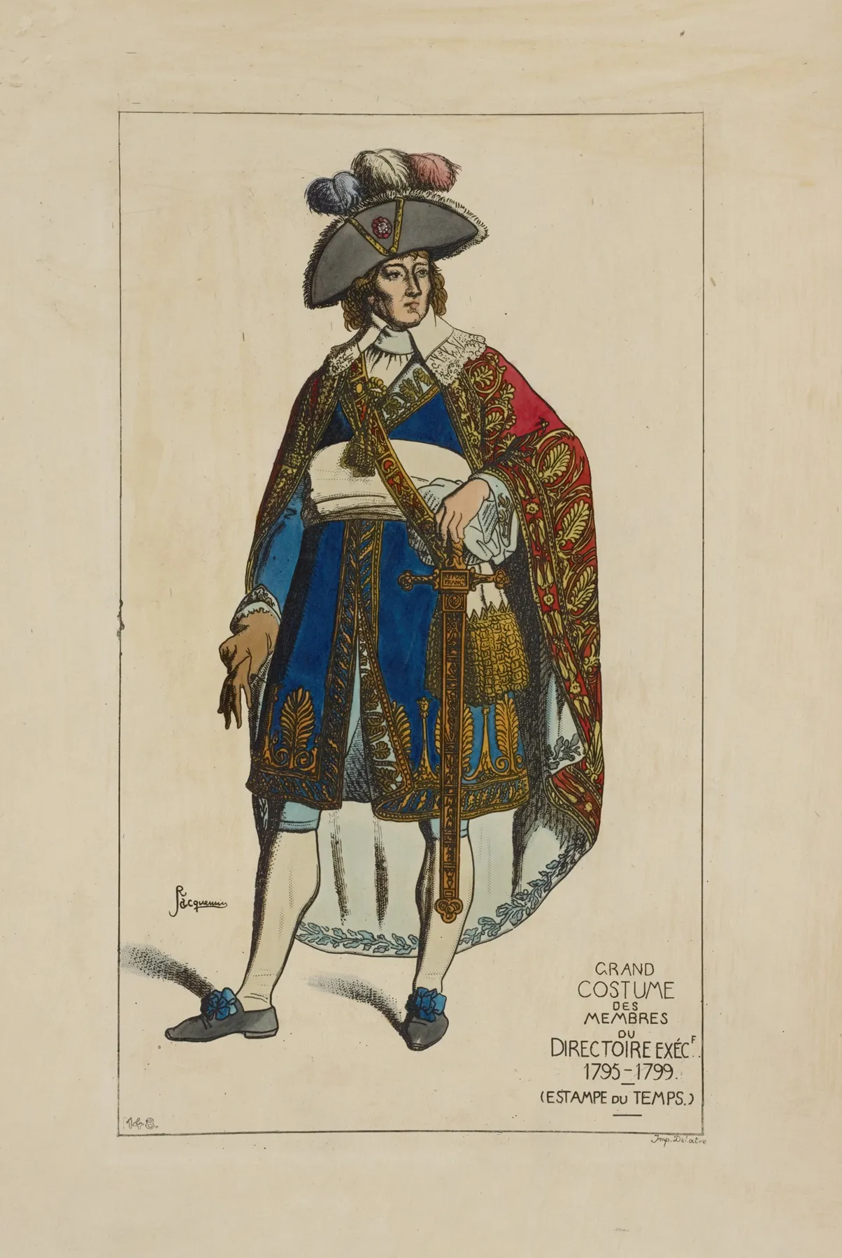 Grand Costume Des Membres Du Directoire Executif 1795 1799 Estampe Du Temps