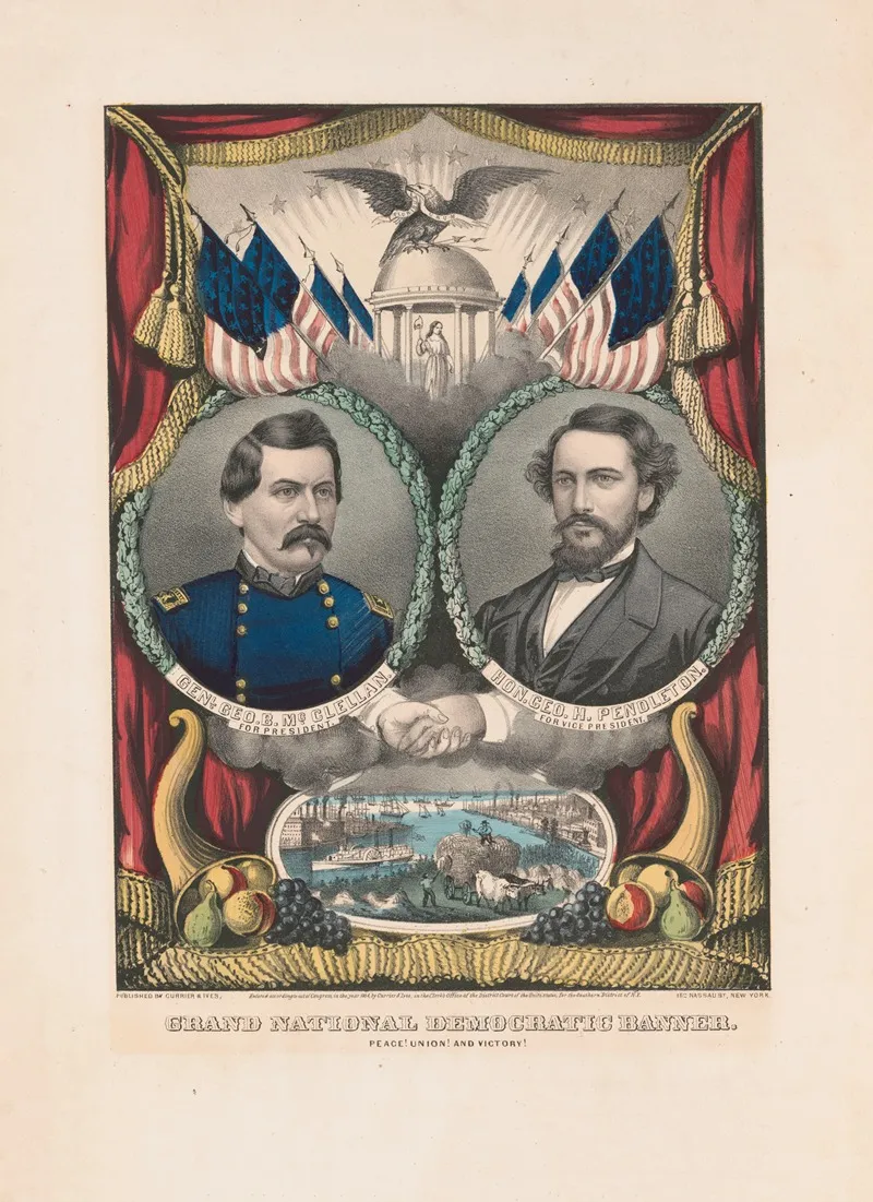 Grand National Democratic Banner Peace Union And Victory