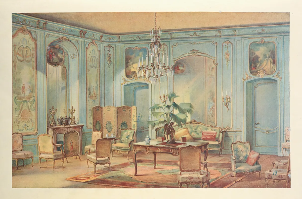 Grand Salon Louis Xv Peint En Gris Vert by Georges Rémon - Canvas Print