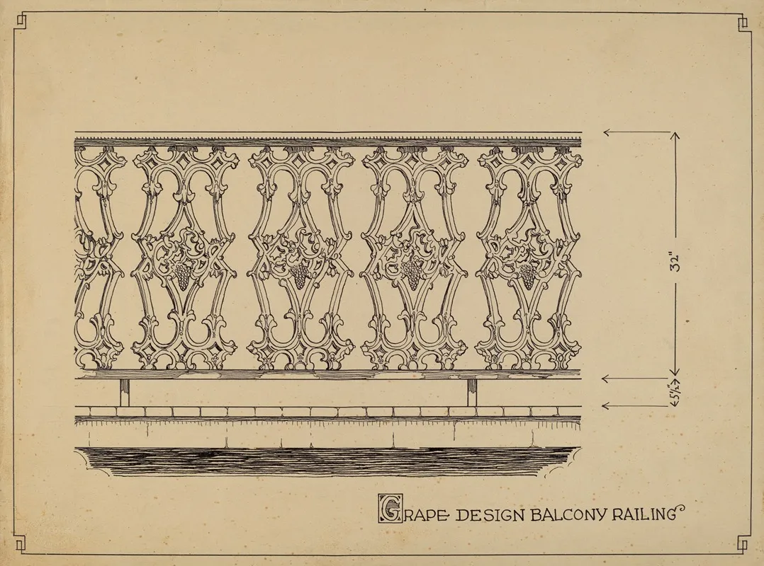 Grape Design Balcony by Thomas Byrne - Canvas Print