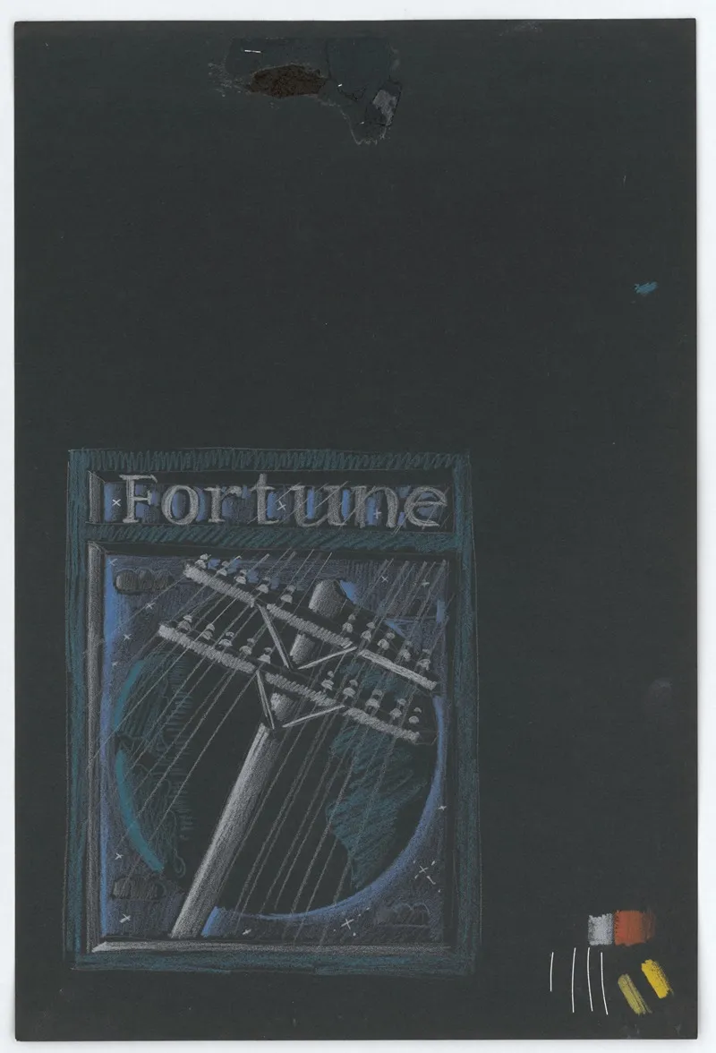 Graphic Designs For Fortune Magazine Studies For Cover Drawn On Black Paper 2
