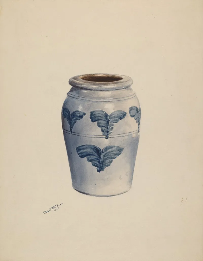 Gray Stoneware Crock by Charles Moss - Canvas Print