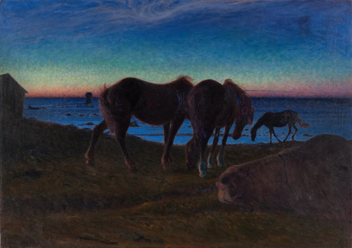Grazing By The Shore by Nils Kreuger - Canvas Print