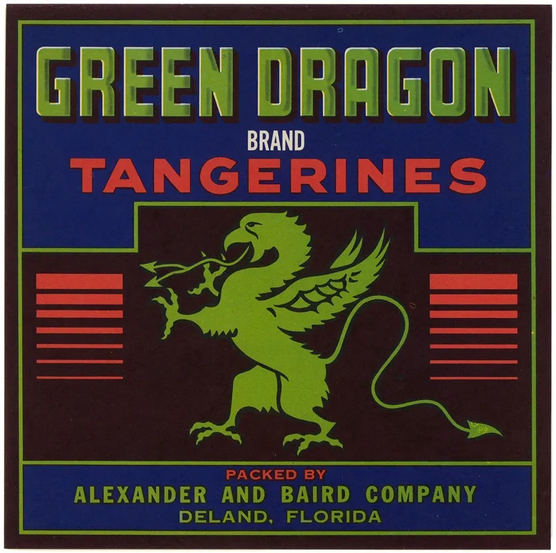 Green Dragon Brand Tangerines Label