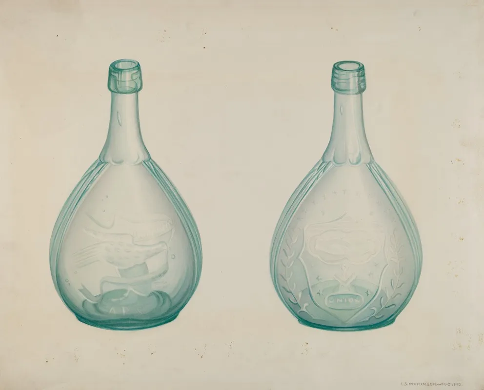 Green Whiskey Bottle by Loraine Makimson - Canvas Print