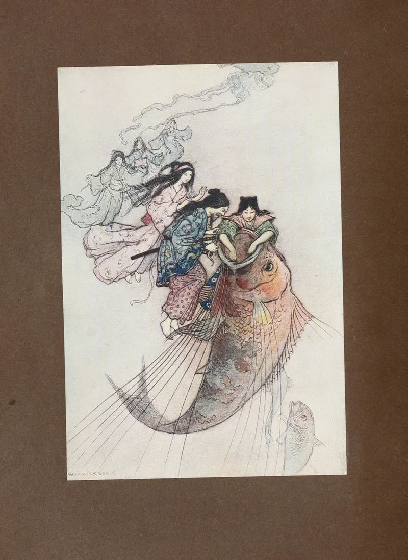 Green Willow And Other Japanese Fairy Tales Pl 07 by Warwick Goble - Canvas Print