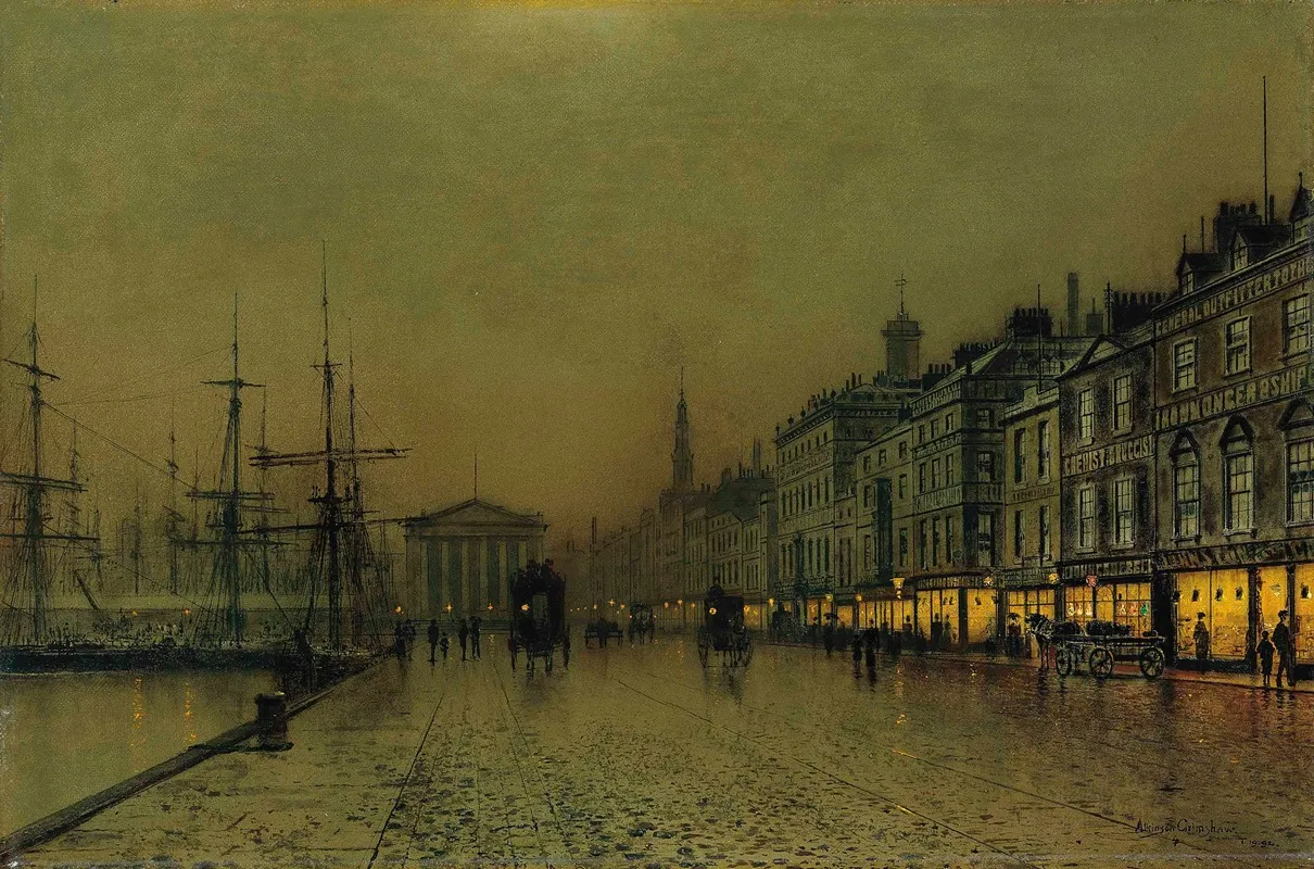 Greenock Dockside By Night by John Atkinson Grimshaw - Canvas Print