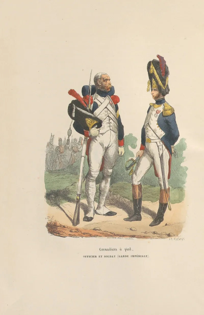 Grenadiers A Pied Officier Et Soldat Garde Imperiale by Hippolyte Bellangé - Canvas Print