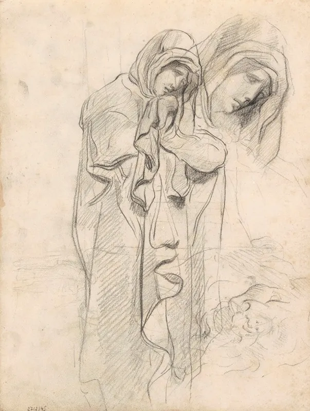 Grieving Woman And Lions Head