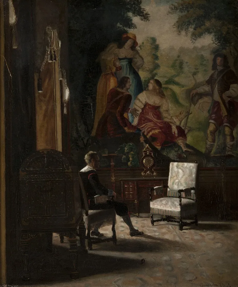 Gripsholm Interior Fran Kungens Sangkammare Med Manlig Staffagefigur