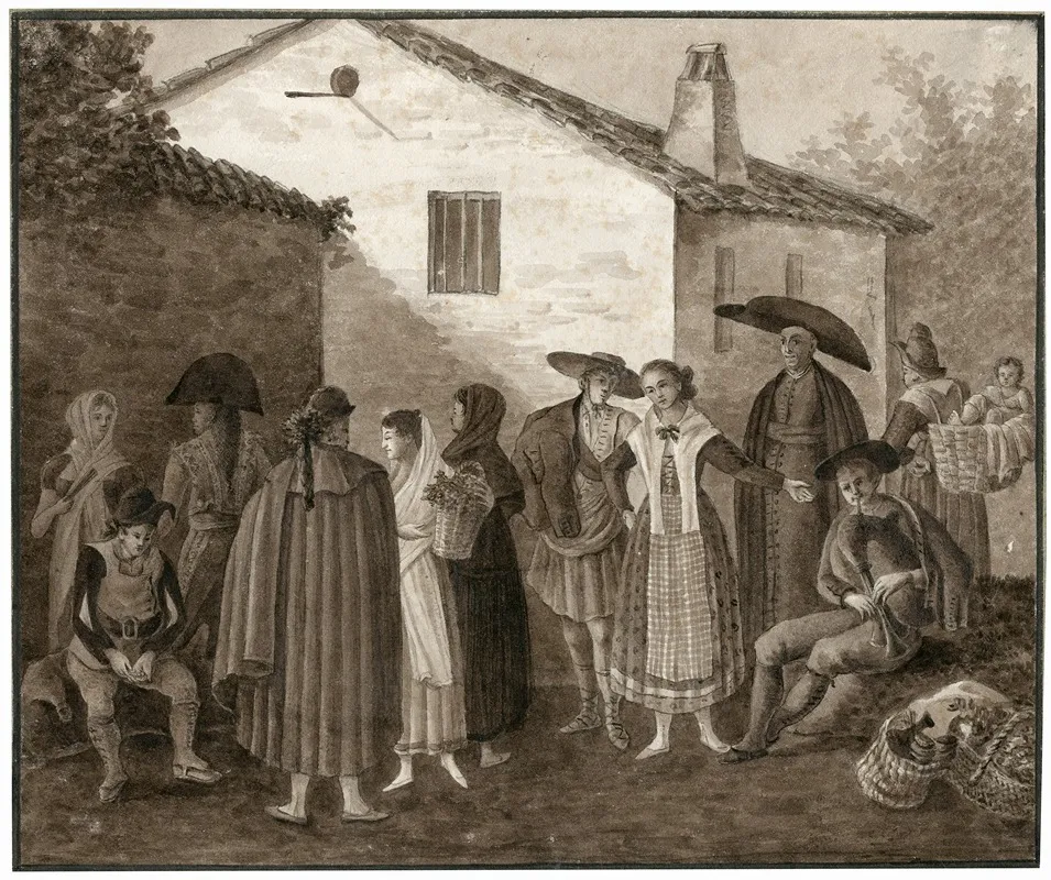 Groep Spanjaarden In Verschillende Klederdrachten by Otto Howen - Canvas Print